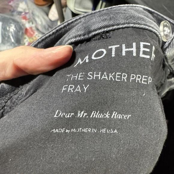 Mother jeans women’s 26 black stripe straight shaker prep fray denim designer - Picture 6 of 8